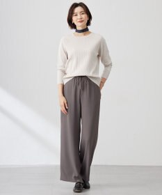 J.PRESS LADIES L 【洗える】バックサテンジョーゼット リラックス パンツ
