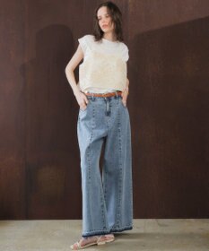 YECCA VECCA 【2点SET】刺繍メッシュキャミセットコットンTee
