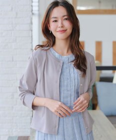 Tiaclasse 【小倉優子さん着用・洗える・接触冷感・汗ジミ防止】“サマさまカットソー”フレームボタンカーディガン