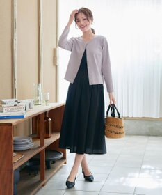 Tiaclasse 【小倉優子さん着用・洗える・接触冷感・汗ジミ防止】“サマさまカットソー”フレームボタンカーディガン