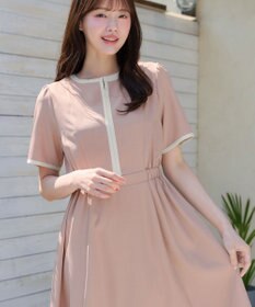 Tiaclasse L 配色フレアワンピース