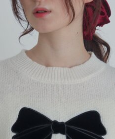 WEGO ベロアリボンアップリケタックスリーブニット