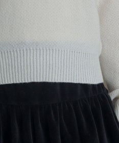 WEGO ベロアリボンアップリケタックスリーブニット