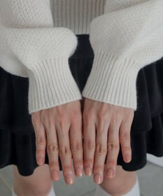 WEGO ベロアリボンアップリケタックスリーブニット