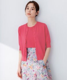 組曲 【5色展開・洗える】MINA半袖 カラーカーディガン