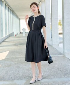 Tiaclasse L 配色フレアワンピース