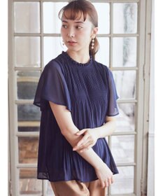 earth music&ecology マジョリカプリーツ半袖ブラウス