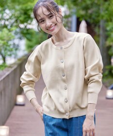 Tiaclasse L 【洗える】中空糸ビジューボタンカーディガン
