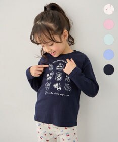 ANY KIDS 【一部店舗/WEB限定】【綿100%】プリント 長袖Tシャツ ネイビー×スイーツ