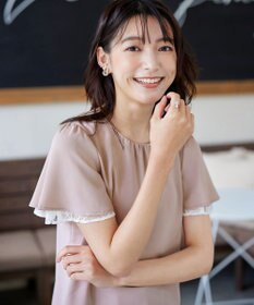 Tiaclasse 【洗える】袖レースレイヤードブラウス