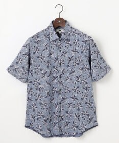 JOSEPH ABBOUD 【吸水速乾/ストレッチ/ノルマンディーリネン】リネンハニカム プリントジャージー シャツ サックスブルー系6