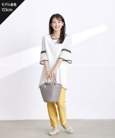 Tiaclasse 【小倉優子さん着用・洗える】パンチングレース配色チュニック