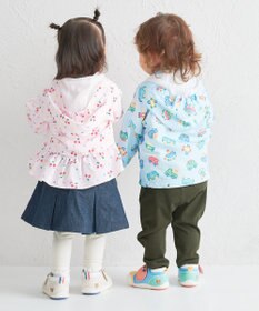 MIKI HOUSE HOT BISCUITS 【80-120cm】ビーンズ×乗り物 総柄ウインドブレーカー