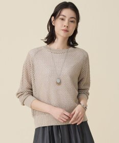 自由区 L リネンミドルゲージメッシュ ニット