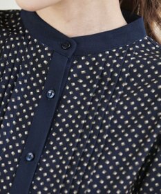 Tiaclasse 【新色追加・洗える】配色バンドカラー幾何学柄ワンピース