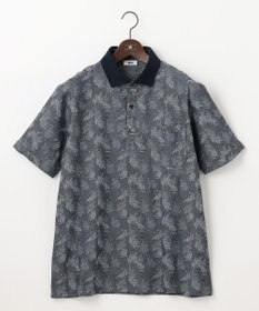 JOSEPH ABBOUD 【キングサイズ・吸水速乾】リーフ柄ジャガード 半袖 ポロシャツ