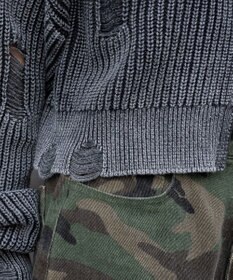 WEGO ダメージニットジップパーカー