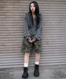 WEGO ダメージニットジップパーカー