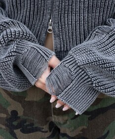 WEGO ダメージニットジップパーカー