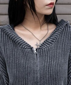 WEGO ダメージニットジップパーカー