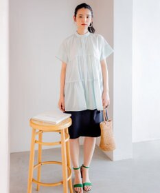 組曲 【洗える】ナチュラルローンギャザーフレア ブラウス