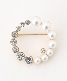 組曲 ラインアンドサークルストーンパール ブローチ