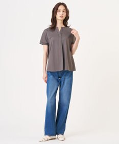 J.PRESS LADIES L プレーティングジャージー チュニック丈 カットソー