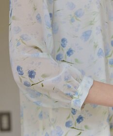 Tiaclasse 【洗える】花柄配色ボウタイブラウス