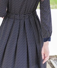 Tiaclasse 【新色追加・洗える】配色バンドカラー幾何学柄ワンピース