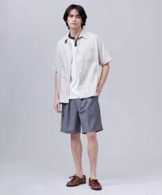 J.PRESS MEN 【J.PRESS ORIGINALS】Rayon Linen Oxford Open Half Sleeve Shirt / Baggy-Fit