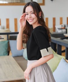 Tiaclasse L 【洗える】配色カフスニットトップス