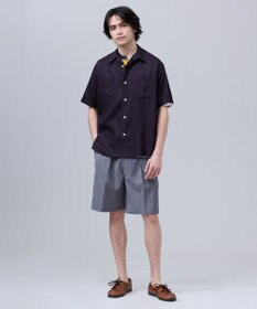 J.PRESS MEN 【J.PRESS ORIGINALS】Rayon Linen Oxford Open Half Sleeve Shirt / Baggy-Fit
