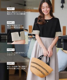 Tiaclasse L 【洗える】配色カフスニットトップス