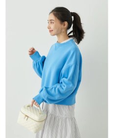 earth music&ecology クルーネック袖シャーリングスウェット