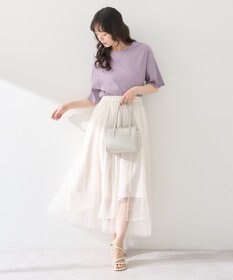 earth music&ecology メローリブ五分袖プルオーバー