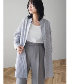 Green Parks 綿麻混タブ付オーバーサイズシャツチュニック