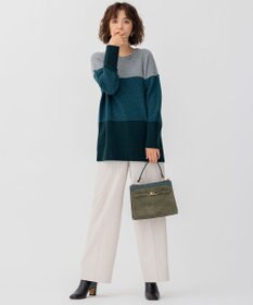 23区 【洗える】ウールナイロン カラーブロック ニット