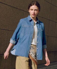 J.PRESS LADIES L コットンリネン 7oz デニム シャツ
