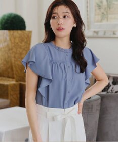 Tiaclasse L 【洗える】フレアスリーブレースブラウス