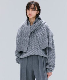 BEIGE， 【洗える】SEDONA / ウールカシミヤケーブルストール Gray