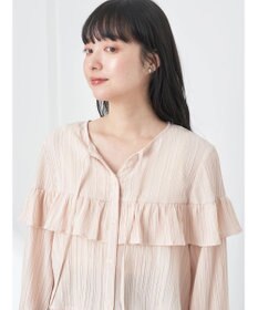 earth music&ecology フリル切替えショートブラウス