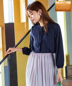 Tiaclasse 【洗える・スマート裏起毛】ジョーゼットフリルブラウス