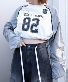 WEGO ナイロンスリーブナンバリングスウェット