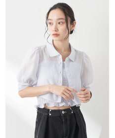 earth music&ecology ＳＥＴ２点シアークロップドシャツ×シャーリングタンク