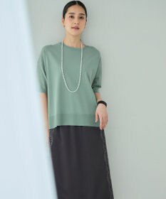 自由区 L 【接触冷感・UVカット・WEB限定カラーあり】クレープストレッチプルオーバー ニット