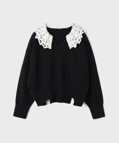 GRACE CONTINENTAL レースカラーニットトップ