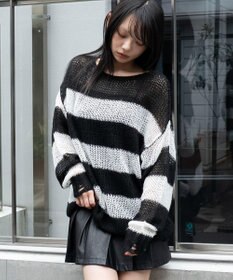 WEGO モヘアタッチボーダーBIGニット