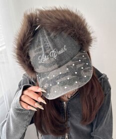 WEGO ラインストーンドッグイヤーキャップ