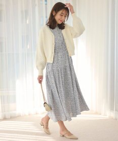 Feroux 【洗える】フラワープリントドロスト ワンピース