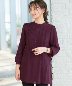 Tiaclasse 【スマート裏起毛・新色追加】 ピンタックシャツチュニック